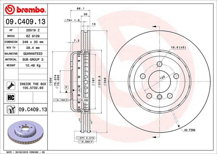 BMW Brembo Disc Brake Rotor - Front (348mm) 34116775277